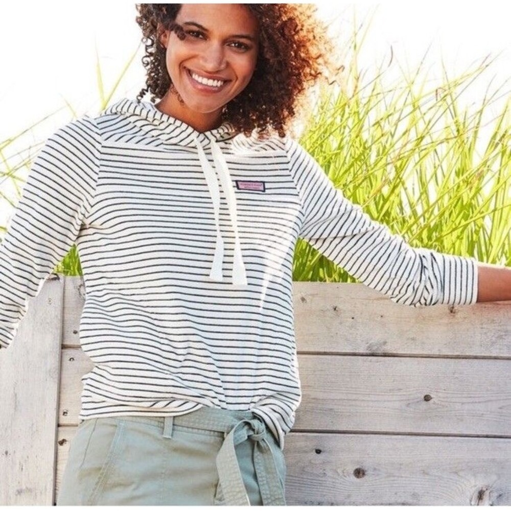 VINEYARD VINES Striped Terry Hoodie Womens Size‎ shep shirt Small Preppy